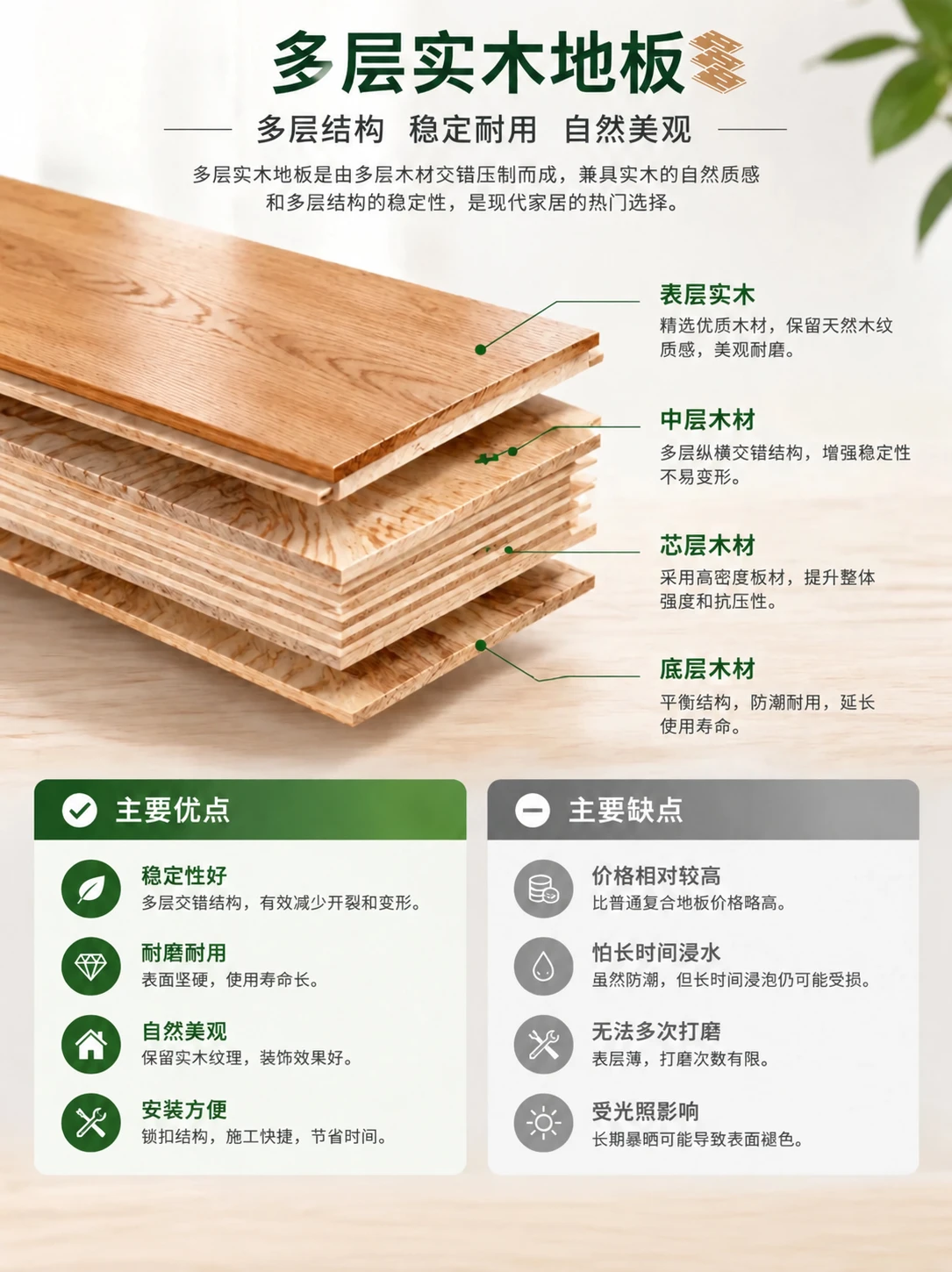 Multi-ply engineered wood illustration