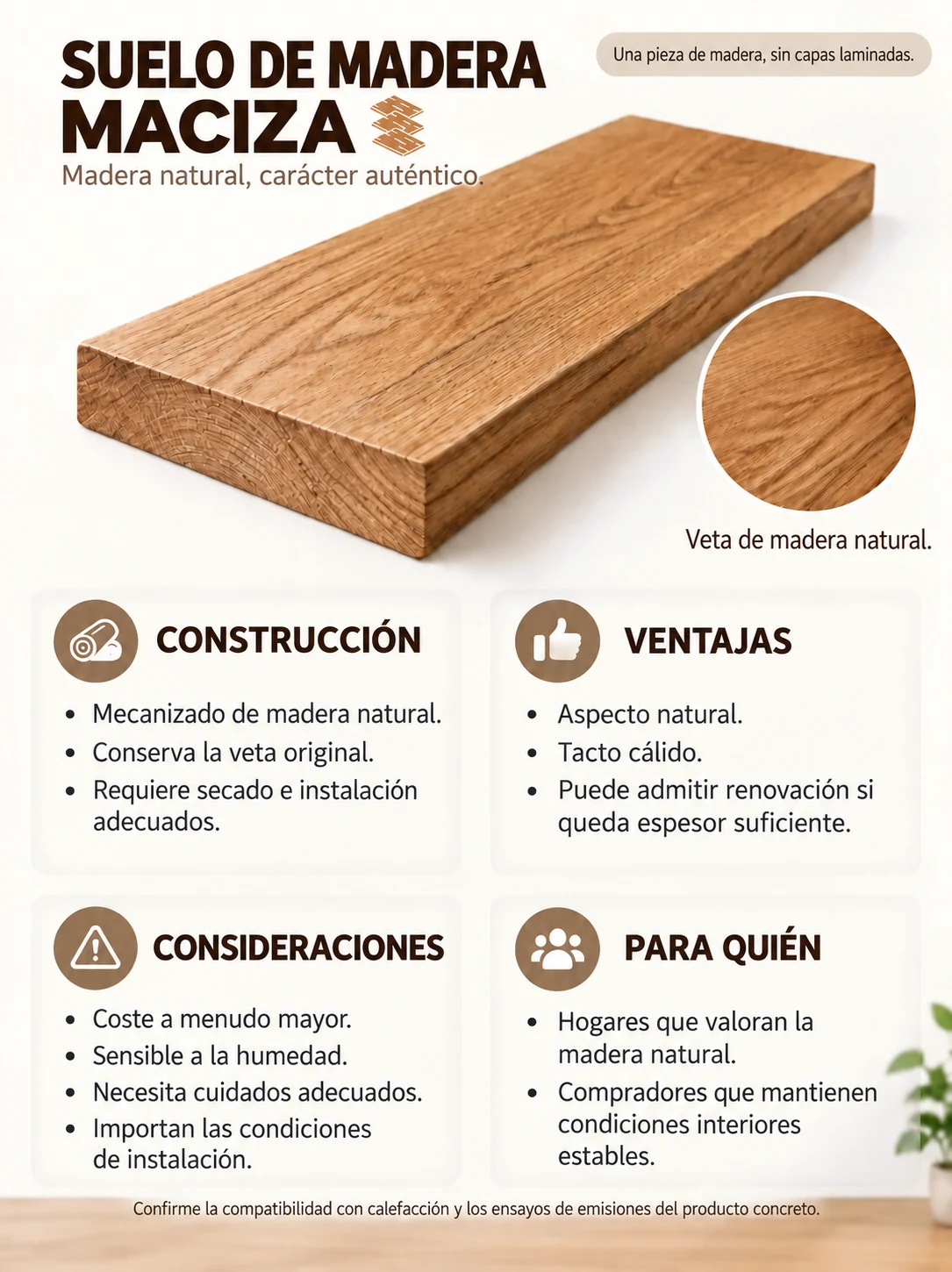 Suelo de madera maciza: construcción, ventajas y consideraciones.