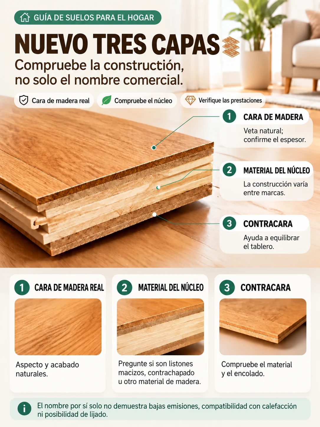 Nuevo tres capas: compruebe los materiales y la construcción, no solo el nombre comercial.