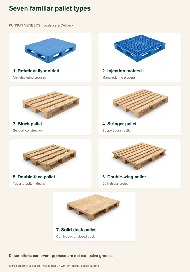 Seven common pallet descriptions; process, support and deck features can overlap.