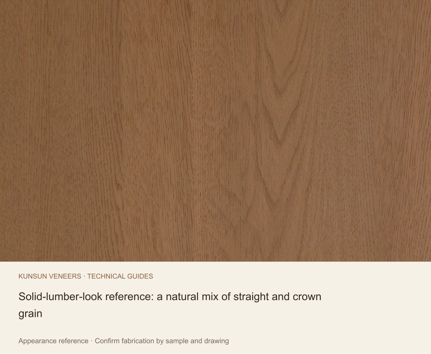 Solid-lumber-look reference: a natural mix of straight and crown grain