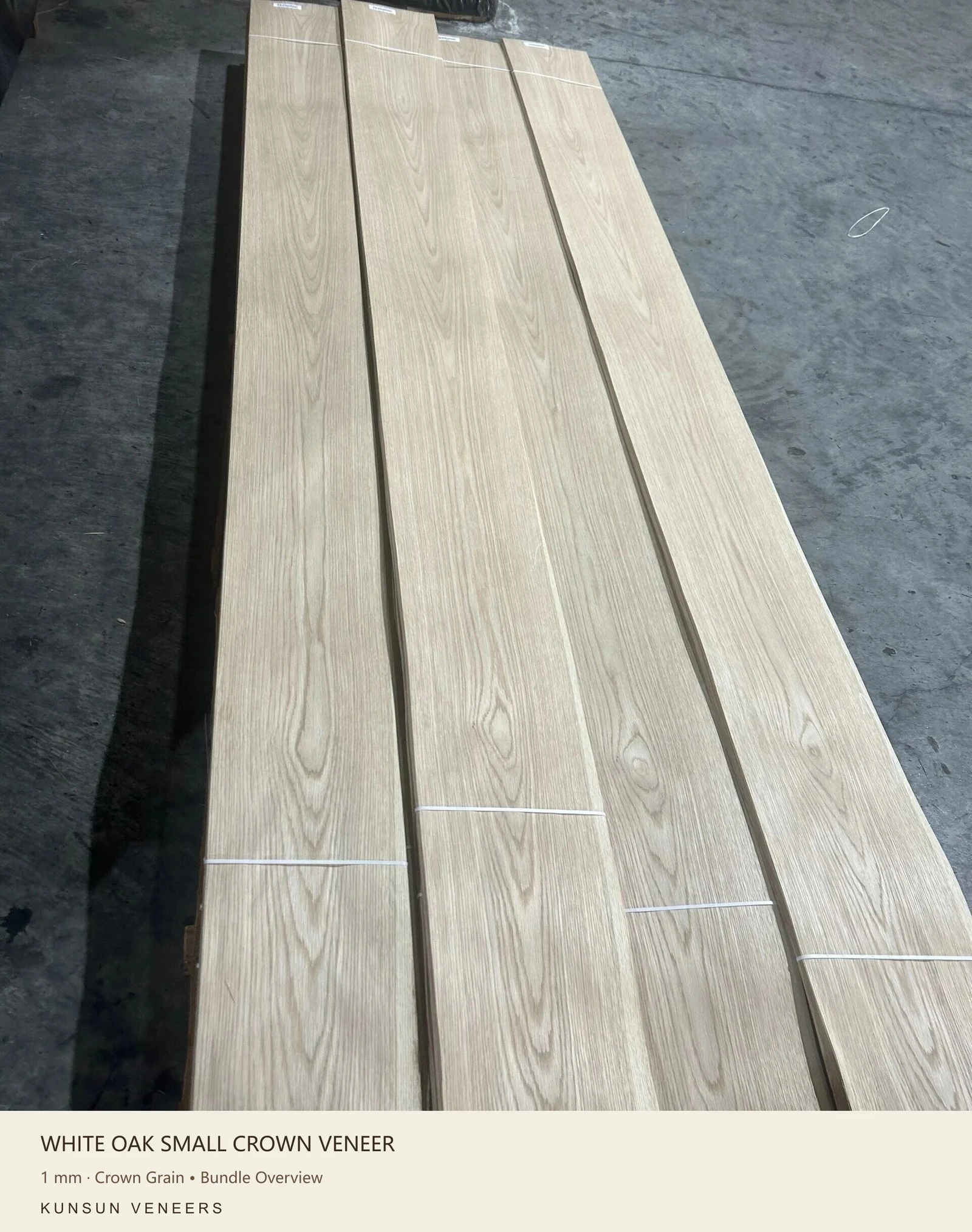 White oak small crown veneer: Crown Grain • Bundle Overview