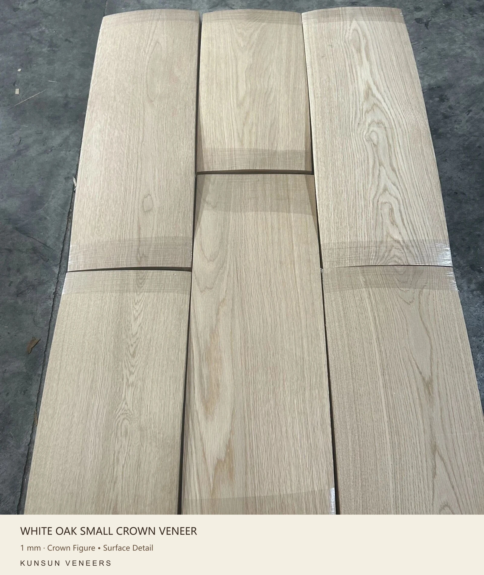 White oak small crown veneer: Crown Figure • Surface Detail