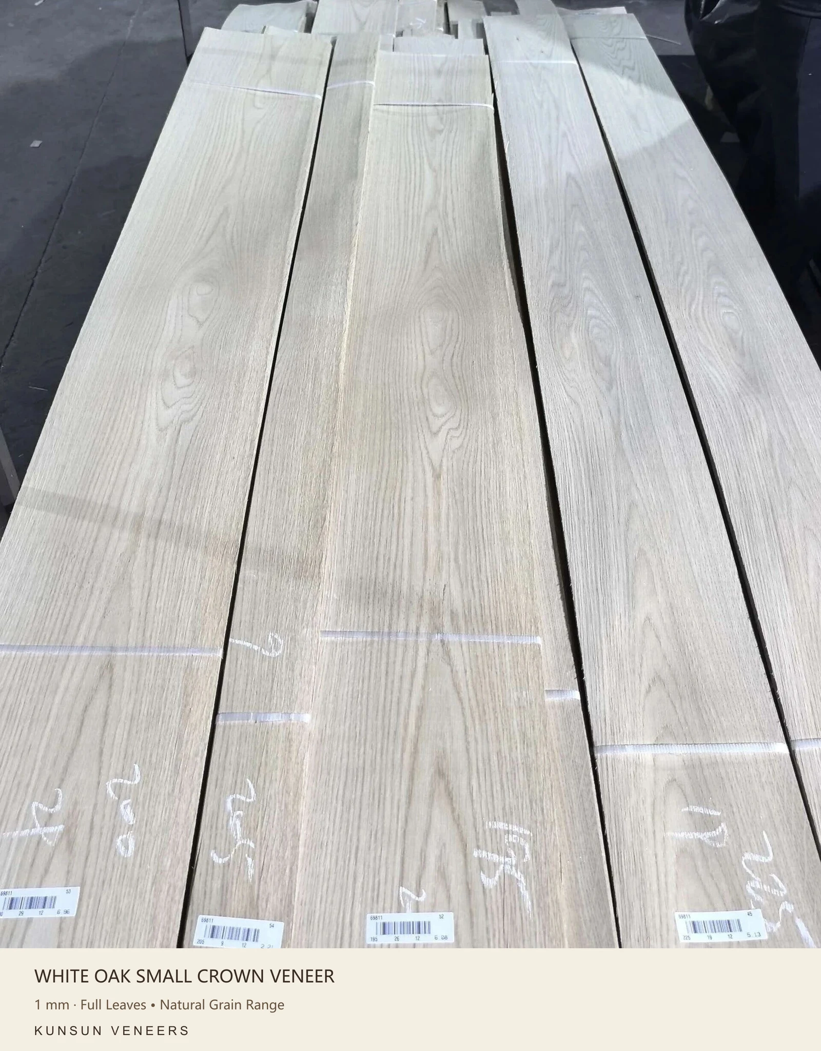 White oak small crown veneer: Full Leaves • Natural Grain Range